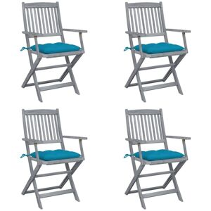 Vidaxl Chaises Pliables D'extérieur 4 Pcs Avec Coussins Bois D'acacia - Publicité