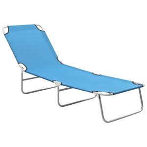 Vidaxl Chaise Longue Pliable Acier Et Tissu Bleu Turquoise - Publicité