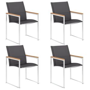 Vidaxl Chaises De Jardin 4 Pcs Textilène Et Acier Inoxydable Gris - Publicité