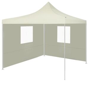 The Living Store Tente de fête avec 4 parois latérales pliable 3x6 m acier  crème 