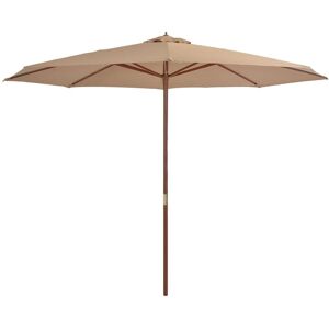 Vidaxl Parasol Avec Mat En Bois 350 Cm Taupe - Publicité