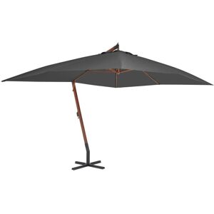 vidaXL Parasol en porte-à-faux avec mât en bois 400x300 cm Anthracite - Publicité