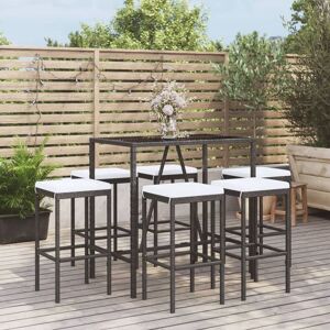 Vidaxl Ensemble De Bar De Jardin 7 Pcs Avec Coussins Noir Poly Rotin - Publicité