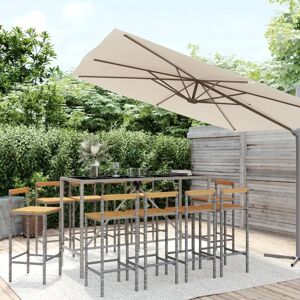 Vidaxl Ensemble De Bar Jardin 11pcs Gris Poly Rotin/Bois Massif Acacia - Publicité