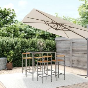 Vidaxl Ensemble De Bar Jardin 5 Pcs Gris Poly Rotin/Bois Massif Acacia - Publicité