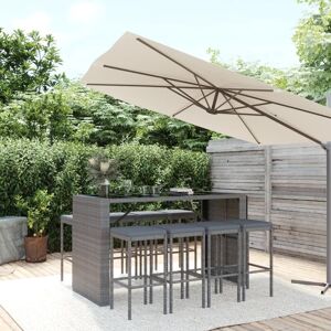 Vidaxl Ensemble De Bar De Jardin 9 Pcs Avec Coussins Gris Poly Rotin - Publicité