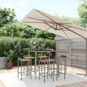 Vidaxl Ensemble De Bar Jardin 7 Pcs Gris Poly Rotin/Bois Massif Acacia - Publicité