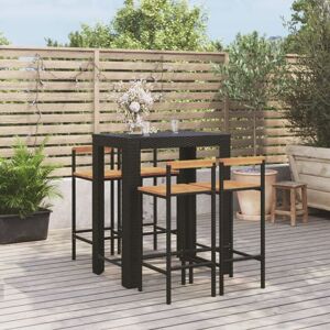 Vidaxl Ensemble De Bar Jardin 5 Pcs Noir Poly Rotin/Bois Massif Acacia - Publicité