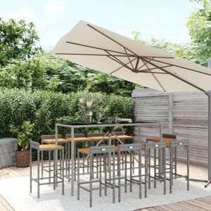 Vidaxl Ensemble De Bar Jardin 11pcs Gris Poly Rotin/Bois Massif Acacia - Publicité