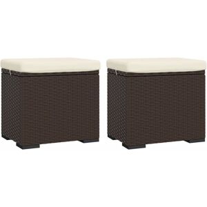 Poufs Avec Coussins 2 Pcs Marron 40x30x40 Cm Résine Tressée Vidaxl Vidaxl - Publicité