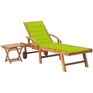 Chaise Longue Avec Table Et Coussin Bois De Teck Solide Vidaxl Vidaxl - Publicité