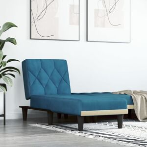 Vidaxl Chaise Longue Bleu Velours - Publicité