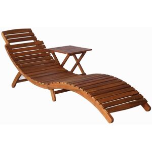 Transat Chaise Longue Bain De Soleil Lit De Jardin Terrasse Meuble D'extérieur Avec Table Bois D'acacia Massif Marron Helloshop26 02_0012602 - Publicité