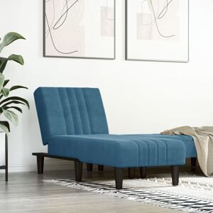 Vidaxl Chaise Longue Bleu Velours - Publicité