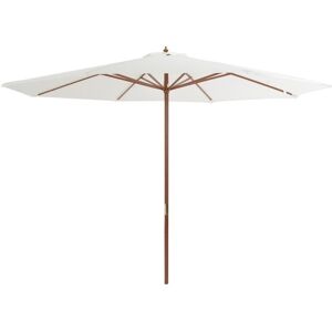 Vidaxl Parasol Avec Mât En Bois 350 Cm Blanc Sable - Publicité