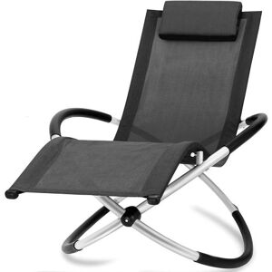 Bc-Elec - Hmbl-04-Black Chaise Longue Noire, Relax De Jardin, Chaise De Jardin, Rocking Chair, Résistant Aux Intempéries, Max 180kg - Publicité