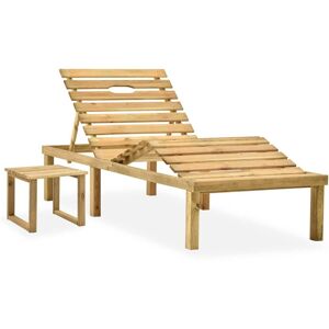 Transat Chaise Longue Bain De Soleil Lit De Jardin Terrasse 200 X 70 X (31,5-77) Cm Meuble D'extérieur Avec Table Bois De Pin Imprégné Helloshop26 02_0012605 - Publicité