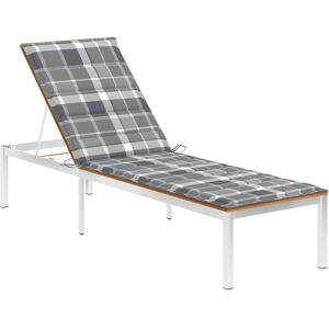 Transat Chaise Longue Bain De Soleil Lit De Jardin Terrasse Meuble D'extérieur Avec Coussin Bois D'acacia Et Acier Inoxydable Helloshop26 02_0012328 - Publicité