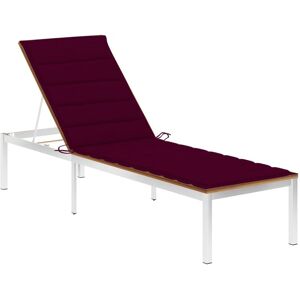 Transat Chaise Longue Bain De Soleil Lit De Jardin Terrasse Meuble D'extérieur Avec Coussin Bois D'acacia Et Acier Inoxydable Helloshop26 02_0012322 - Publicité