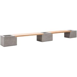 Banc Teck Et Fibres De Ciment L 51 Cm X Long 553 Cm X H 43 Cm Ext. Banc Décoratif Marron Et Gris - Publicité