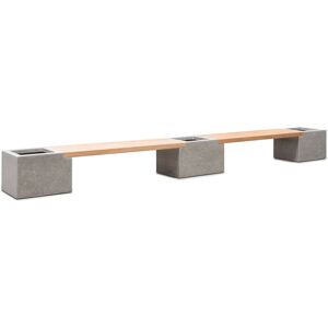 Banc Teck Et Fibres De Ciment L 51 Cm X Long 473 Cm X H 43 Cm Ext. Banc Décoratif Marron Et Gris - Publicité