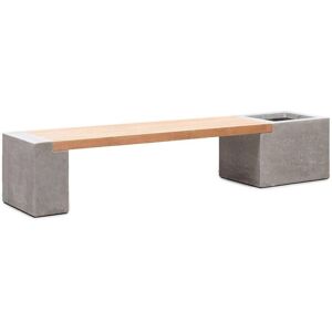 Banc Teck Et Fibres De Ciment L 51 Cm X Long 263 Cm X H 43 Cm Ext. Banc Décoratif Marron Et Gris - Publicité