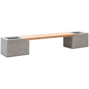 Banc Teck Et Fibres De Ciment L 51 Cm X Long 262 Cm X H 43 Cm Ext. Banc Décoratif Marron Et Gris - Publicité