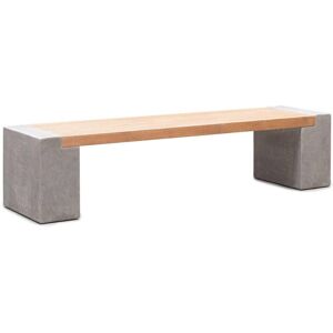 Banc Teck Et Fibres De Ciment L 51 Cm X Long 224 Cm X H 43 Cm Ext. Banc Décoratif Marron Et Gris - Publicité