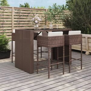 Vidaxl Ensemble De Bar De Jardin Avec Coussins 5 Pcs Marron Poly Rotin - Publicité