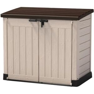 Keter - Coffre De Rangement Extérieur En Résine 1200 Litres Beige Et Marron - Range Poubelles Ou Vélo - Publicité