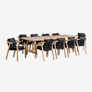 Ensemble table de jardin extensible en acacia blanchi 160/210 cm + 8 chaises  pliantes - Sydney - Homifab