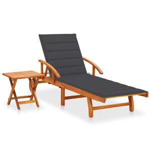 Vidaxl Chaise Longue De Jardin Avec Table Et Coussin Bois D'acacia - Publicité