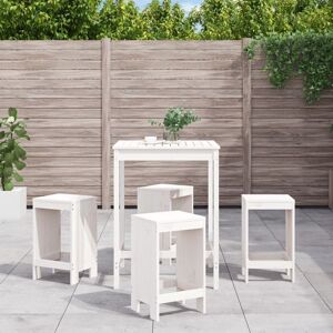 Vidaxl Ensemble De Bar De Jardin 5 Pcs Blanc Bois Massif De Pin - Publicité