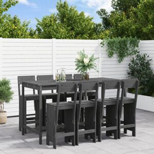 Vidaxl Ensemble De Bar De Jardin 9 Pcs Gris Bois De Pin Massif - Publicité