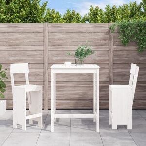 Vidaxl Ensemble De Bar De Jardin 3 Pcs Blanc Bois De Pin Massif - Publicité