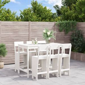 Vidaxl Ensemble De Bar De Jardin 7 Pcs Blanc Bois De Pin Massif - Publicité