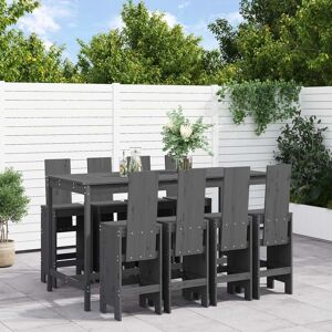 Vidaxl Ensemble De Bar De Jardin 9 Pcs Gris Bois De Pin Massif - Publicité