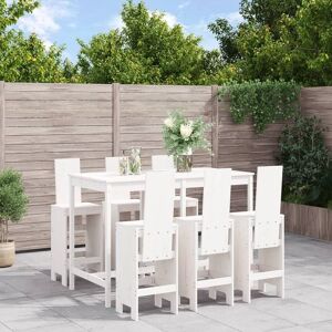 Vidaxl Ensemble De Bar De Jardin 7 Pcs Blanc Bois De Pin Massif - Publicité