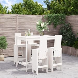 Vidaxl Ensemble De Bar De Jardin 5 Pcs Blanc Bois Massif De Pin - Publicité