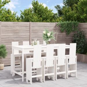 Vidaxl Ensemble De Bar De Jardin 9 Pcs Blanc Bois De Pin Massif - Publicité