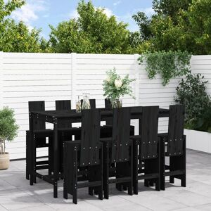 Vidaxl Ensemble De Bar De Jardin 9 Pcs Noir Bois De Pin Massif - Publicité