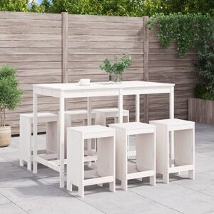 Vidaxl Ensemble De Bar De Jardin 7 Pcs Blanc Bois De Pin Massif - Publicité