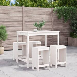 Vidaxl Ensemble De Bar De Jardin 5 Pcs Blanc Bois Massif De Pin - Publicité