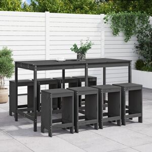 Vidaxl Ensemble De Bar De Jardin 9 Pcs Gris Bois De Pin Massif - Publicité