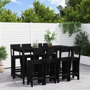 Vidaxl Ensemble De Bar De Jardin 9 Pcs Noir Bois De Pin Massif - Publicité