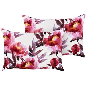 Lot De 2 Coussins De Jardin À Motif Floral Rose Et Blanc 40 X 60 Cm Lanrosso - Publicité