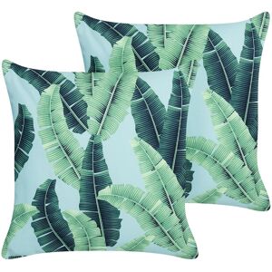 Lot De 2 Coussins D'extérieur À Motif De Feuilles Verts 45 X 45 Cm Boissano - Publicité