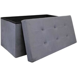 Coffre Banc Pouf Pliable En Tissu - Home Deco Factory - Gris - 76,5x37,5x37,5 Cm - Contemporain - Design - Publicité