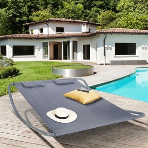 IDMarket Lit Bain De Soleil 180 Cm Avec Toile Grise - Publicité