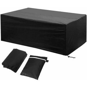 Housse De Protection Mobilier Exterieur 242x162x100cm Etanche Coupe-Vent Poussière Tissu Oxford Noir Housses De Meubles Avec Boucle De Verrouillage Bâche Salon De Jardin Pour Table Chaise - Publicité